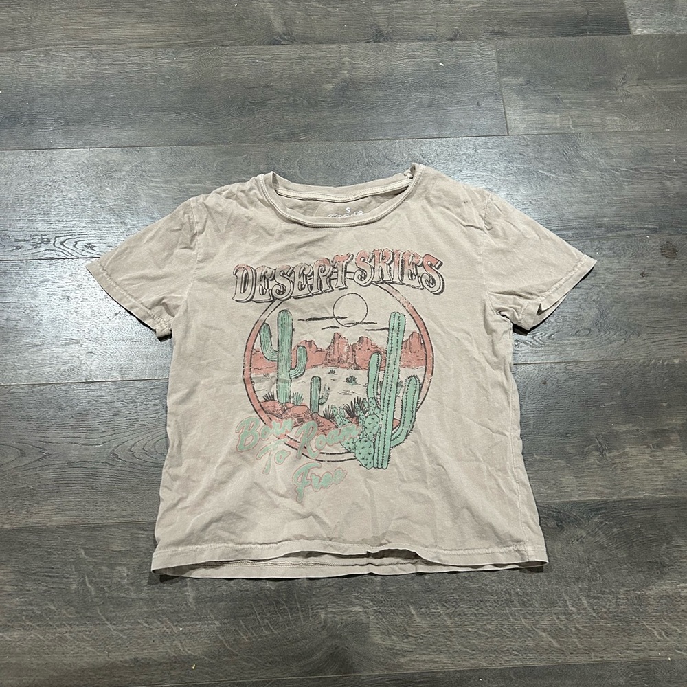 Tan baby tee shirt, size small